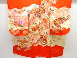 アンティーク　鼓に花鳥模様着物